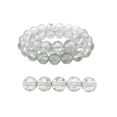 Imagem de DandS ltd Contas de vidro Crackle Lampwork para fabricação de joias, branco natural, pulseiras DIY vibrantes, colares, suprimentos de miçangas e kits de artesanato para joias artesanais, 80 peças 0,39