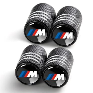 Imagem de Tampas de haste de válvula de pneu para BMW M 3 5 7 X1 X3 M3 M5 X1 X5 X6 Series Tampas de ar de roda de carro de metal tampas de haste de válvula automotiva acessórios 4 peças pretas