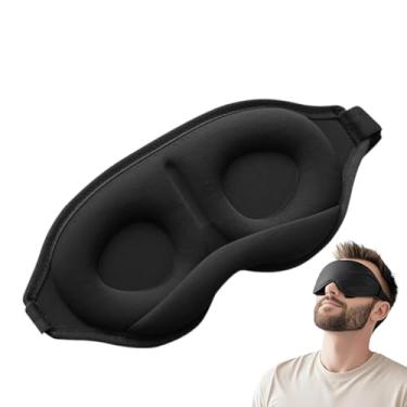 Imagem de Máscara de dormir ponderada com alça ajustável, bloqueia a luz para relaxamento e viagens - preta