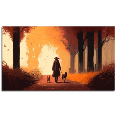 Imagem de Pôster laranja impressão em tela de outono arte de parede para casa 1 painéis decorações não ramed 33.0 cm x 20.3 cm