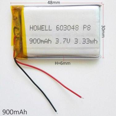 Imagem de 603048 3,7v 2 Fios 6mm X 30mm X 48mm Com  900mah - KMIG
