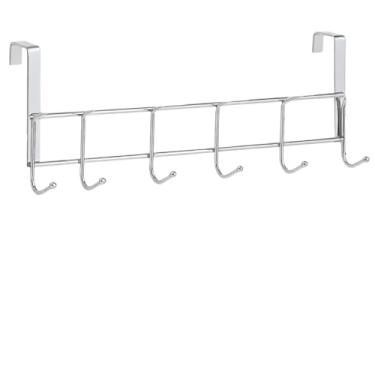 Imagem de Suporte Pendurar Roupa Toalha Atras Porta Cabide Cabideiro Organização Banheiro Quarto gancho para porta de box(6 GANCHOS,1 UNIDADE)