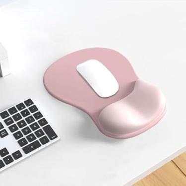 Imagem de Mouse pad de descanso de pulso com mousepad ergonômico para escritório, suporte de pulso antiderrapante, design de acessórios de mesa para uso em escritório em casa, rosa