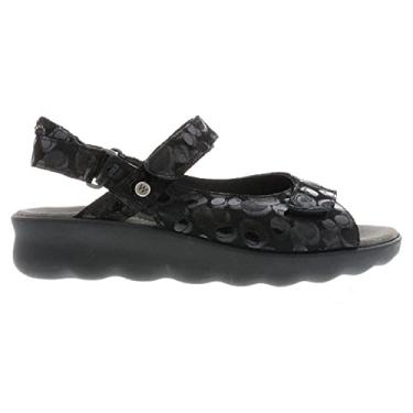 Imagem de Wolky Sandálias rasteiras femininas, 12-000 círculos pretos, 10-10.5