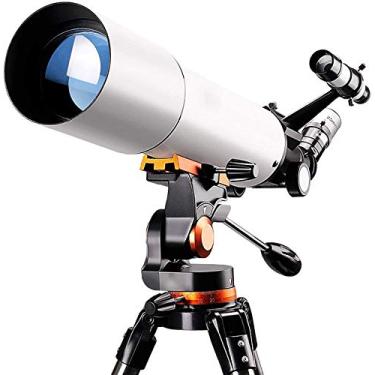 Imagem de pcagfaajmh Telescópio astronômico Profissão Telescópios de observação de estrelas para adultos iniciantes Telescópio refrator de astronomia de 80 mm com tripé ajustável ocular de 10 mm/25 mm