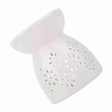 Imagem de GLOGLOW Queimador de óleo Essencial Cerâmico, Difusor de Aromaterapia Com Luz Noturna, Mini Aquecedor Portátil de Derretimento de Cera de Vela para Presente de Decoração de Escritório (Forma de flor)
