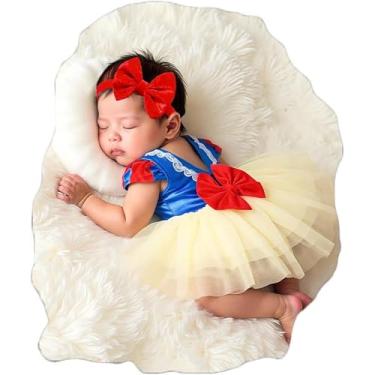 Imagem de Ylsteed Roupas de fotografia para recém-nascidos, adereços para fotografia de recém-nascidos, macacão de renda com saia de tule, roupas para sessões de fotos para bebês