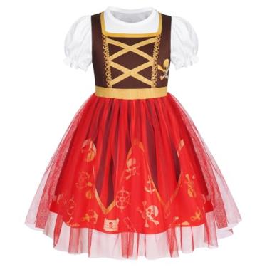 Imagem de WonderBabe Girl Pirate Costume Buccaneer Princess Costume Birthday Party Halloween Dress Up Outfit size 6-7 Years