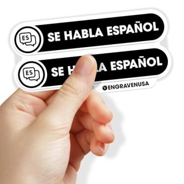 Imagem de Adesivo Se Habla Español | Placa de 2,5 x 12,7 cm | Aviso em espanhol | Decalque de janela de vinil à prova d'água | Pacote com 2 para lojas, restaurantes, escritórios e pequenas empresas (pequeno)