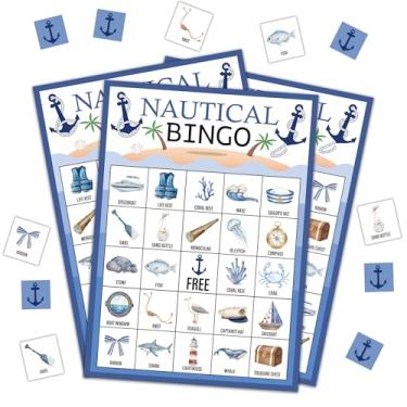 Imagem de DRWJPAT Jogo de bingo náutico, jogos de festa de Páscoa feliz para adultos, cartões de jogo de bingo de coelho fofo para atividades de amigos em família em grupo grande, suprimentos de decoração de
