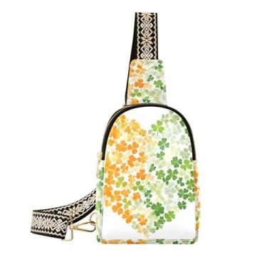 Imagem de CEBUGI Bolsa tiracolo feminina St.patricks Day Clover pequena bolsa tiracolo de couro para trilhas, viagens ao ar livre