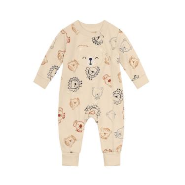Imagem de Macacão de Moletom Bebê Menino Leão Marrom Claro Brandili-Masculino
