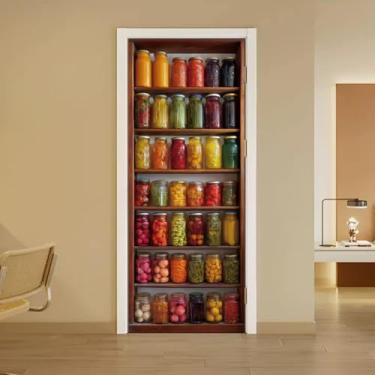 Imagem de arricraft 2 adesivos autoadesivos de porta, 80 cm x 199 cm, adesivos de murais de porta de armazenamento de alimentos PVC removível para decoração de quarto e sala de estar