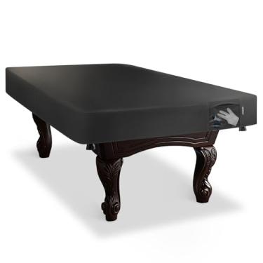 Imagem de STEECA Capa de mesa de bilhar de couro sintético com bolso de 2,5 m, impermeável e à prova de rasgos, capa de mesa de bilhar resistente preta