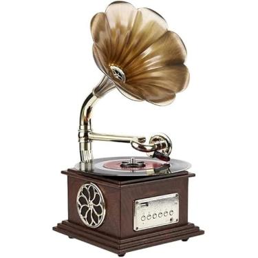 Imagem de Mini Toca-discos De Gramofone Retrô, Toca-discos De Vinil Sem Fio Automático, Com Rádio Fm Usb Bluetooth, Ótimo Presente De Coleção Para A Família