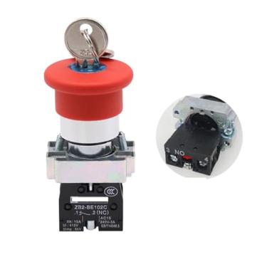 Imagem de XB2-BS142 Interruptor de botão rotativo de parada de emergência 2 posições de bloqueio 22 mm 1NC 2NC 1NO/1NC Botão de cabeça de cogumelo (XB2-BS142 1NC)