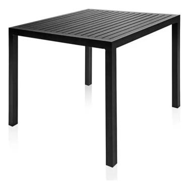 Imagem de Mesa para Cozinha com Tampo Ripado em Alumínio Preto