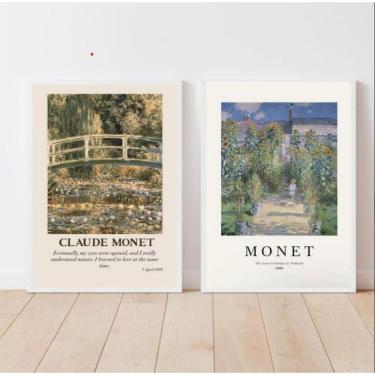 Imagem de Quadros Decorativos Monet 33x24cm - Com Vidro  Kit 2 