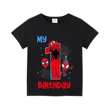 Imagem de Camiseta Infantil Do Homem-Aranha Para O Verão, Impressão Digital De A