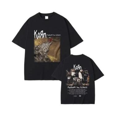 Imagem de Camiseta Masculina Gótica Retrô Com Estampa Korn Verão 2025 Banda De R