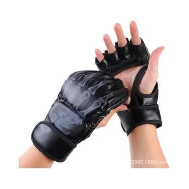 Imagem de Luvas De Treinamento De Boxe Em Couro Para Adultos, Meio Dedo, Almofad