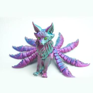 Imagem de Raposa de nove caudas impressa em 3D, brinquedos fidget de animais misteriosos articulados flexíveis, presente surpresa para festivais, decoração de estatuetas domésticas, decorações de mesa executiva