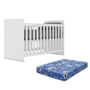 Imagem de Berço Labirinto Branco Brilho com Colchão Baby Physical - Móveis Henn,