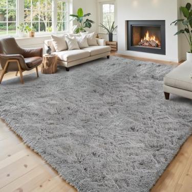 Imagem de Tapetes de área 25,5 x 35,5 cm, sala de estar, tapete felpudo macio, tapete de cabeceira, tapetes grandes para quarto, crianças, meninas, meninos, decoração de casa, antiderrapante (25 x 35, cinza