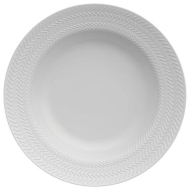 Imagem de Prato fundo em porcelana, modelo Chevron, Ø 23,5 cm, Germer, Branco