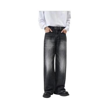 Imagem de Calças Jeans Masculinas Vintage Desgastadas Baggy Retas Em 4 Cores, Mo