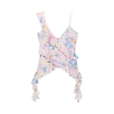 Imagem de Camisetas Sexy Y2K Para Mulheres, Tops De Tule Com Renda, Sem Mangas E