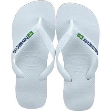 Imagem de Chinelo Havaianas Logo Brasil Infantil, Branco, 27/28