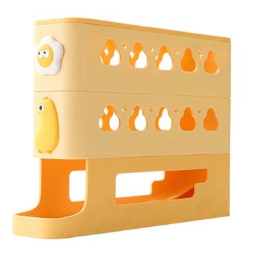 Imagem de Suporte de ovos para geladeira – Dispensador automático de ovos para geladeira, bandeja inclinada de 3 camadas, prateleira de preservação de alimentos para balcão, casa de fazenda