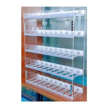 Imagem de Rack de exibição de cigarro de acrílico automático - Transparente, fácil de limpar - Vitrine de supermercado com empurrador de cigarro - Molduras de parede para organização conveniente de loja