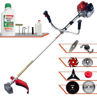 Imagem de Roçadeira Kawashima Bcj620l 62cc 3hp 8 Em 1 + Óleo Stihl