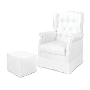 Imagem de Poltrona De Amamentação Com Balanço E Puff Elyra Sintético Branco P02 - D'rossi