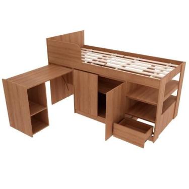 Imagem de Cama Infantil Multifuncional C/Escrivan Amendoa Tecno Mobili