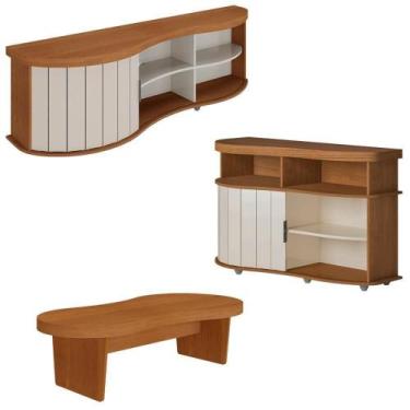 Imagem de Rack Mesa Buffet Sala De Estar Mg4647 Cinamomo Off White Arly Cinamomo