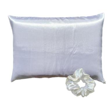 Imagem de Kit 1 Fronha de Cetim + 1 Scrunchie - Loja Linz, Branca