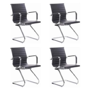 Imagem de Kit 4 Cadeiras para Escritório Interlocutor Visitante Esteirinha Office Preto