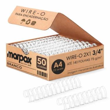 Imagem de Wire-o para Encadernação 2X1 A4 Branco 3/4 para 140fls 50un - Marpax