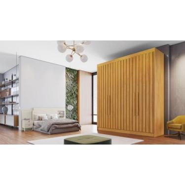 Imagem de Guarda-roupa Casal 4 Portas Ripadas 100% MDF Potente - Móveis Europa