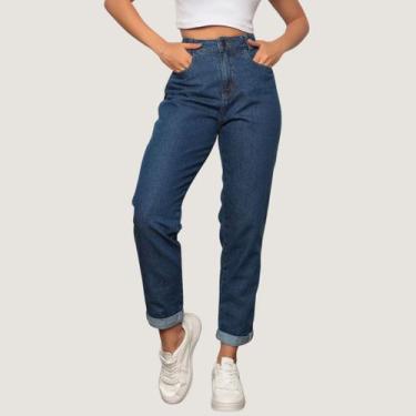 Imagem de Calça Mom Jeans Feminina Cintura Alta Reta Premium Algodão - NoBrand, 