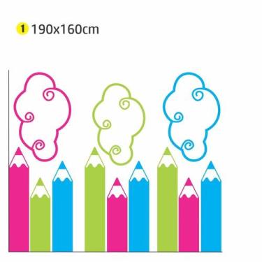 Imagem de Adesivo Parede Lápis De Cor 190X160 Quarto Infantil - escolhidoporamor