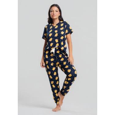Imagem de Pijama Calça e Blusa M/C Malha Marinho Estrela Salvatore Fashion, G