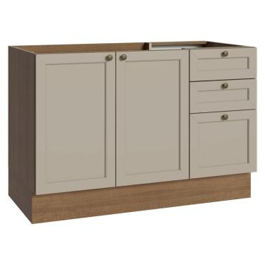 Imagem de Balcão De Pia 120 Cm 2 Portas 3 Gavetas (sem Tampo) Rustic-crema Vik Madesa Rustic-crema