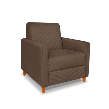 Imagem de Poltrona Camila Veludo Marrom Pés De Madeira - Pallazio