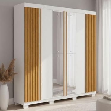 Imagem de Guarda-Roupa Casal Eliza 6 Portas 6 Gavetas com Espelho 100% Mdf Branc