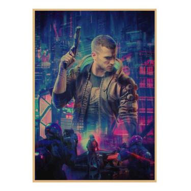 Imagem de Pintura em pôster Cyberpunk 2077 Retro Neon Game Art 42cm