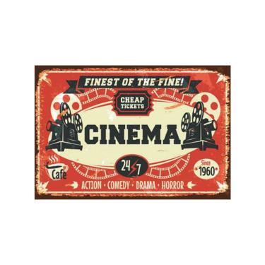Imagem de Decoração de parede: cinema vintage, pintura em ferro, placa de metal de estanho